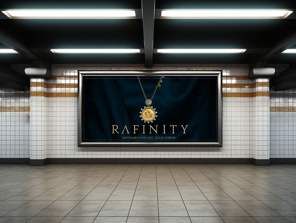 Mockup station du collier de la marque rafinity