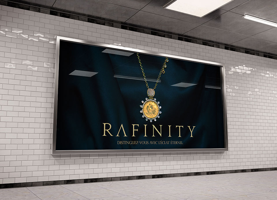Mockup station du collier de la marque rafinity
